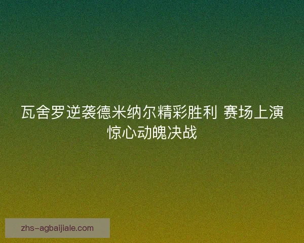 瓦舍罗逆袭德米纳尔精彩胜利 赛场上演惊心动魄决战