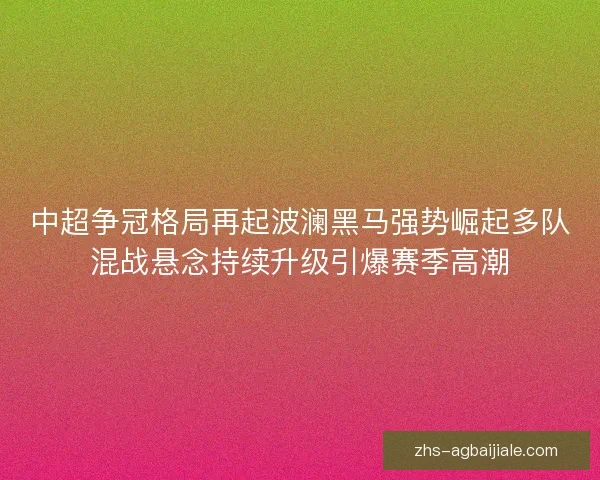中超争冠格局再起波澜黑马强势崛起多队混战悬念持续升级引爆赛季高潮 中超争冠格局再起波澜黑马强势崛起多队混战悬念持续升级引爆赛季高潮